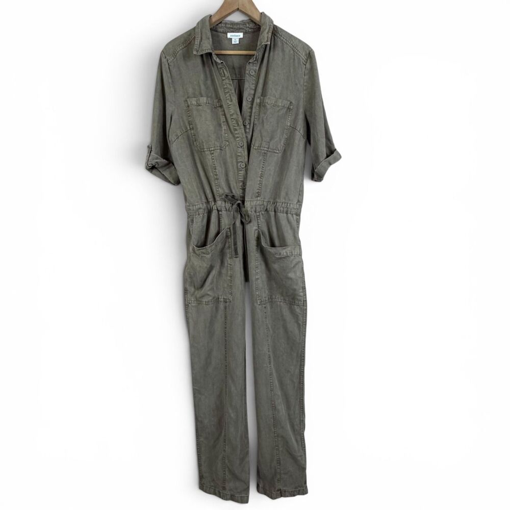olive tencel utility jumpsuit pl safari cargo casual minimalist by sundance
